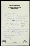 1970s Caroline Kennedy Paul Revere House Moses Pierce/Nathaniel Hichborn House Handewritten Sheet