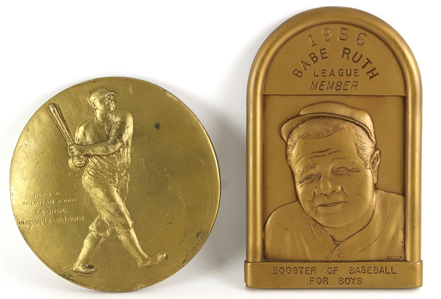 1950s Babe Ruth New York Yankees Plaster Wall Displays - Lot of 2