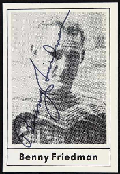 1977 Benny Friedman Hall of Fame Quarterback Signed Touchdown Club Trading Card (JSA)