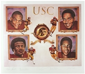 1980s Mike Garrett OJ Simpson Charles White Marcus Allen Signed 27" x 31" USC Heisman Heroes Lithograph (JSA) 723/2000