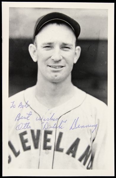 1942-43 Otto Denning Cleveland Indians Signed 3.5" x 5.5" Postcard (JSA)