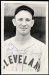 1942-43 Otto Denning Cleveland Indians Signed 3.5" x 5.5" Postcard (JSA)