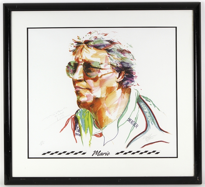 1995 Mario Andretti Champion Indy Car Racer Signed 35" x 38" Framed Lithograph (JSA) 24/500
