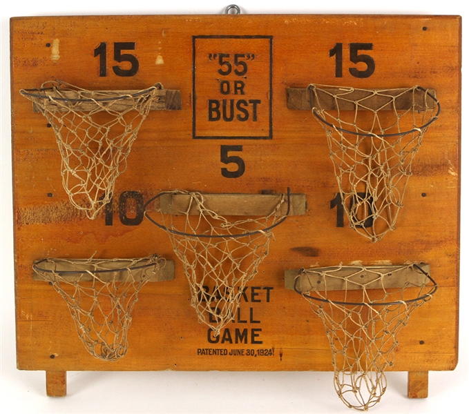 1924 High Grade "55" Or Bust 16" x 19" Carnival Basketball Game 