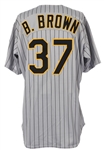  1999 Brant Brown Pittsburgh Pirates Game Worn Road Jersey (MEARS LOA/Team COA)