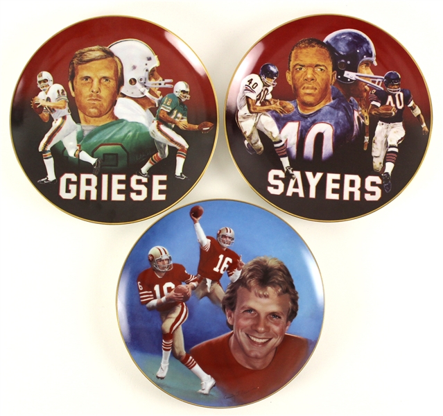 1986 Joe Montana Gale Sayers Bob Griese Hackett Commemorative Plates Approval Proofs - Lot of 3