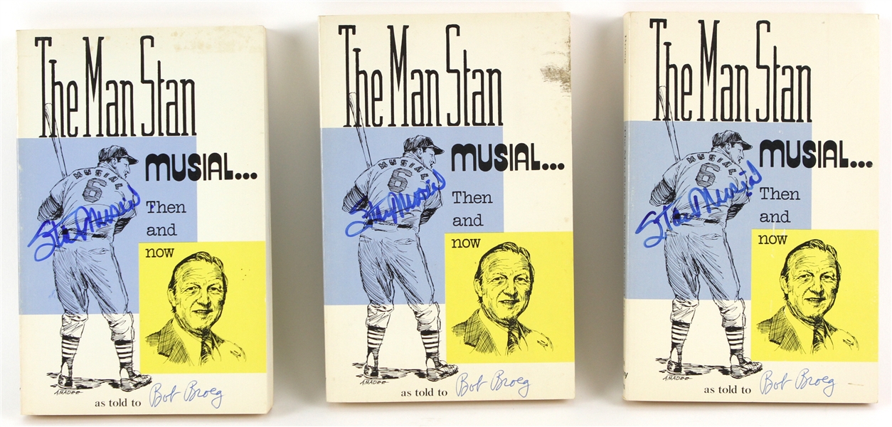 1977 Stan Musial St. Louis Cardinals Signed The Man Stan Musial Then & Now Books - Lot of 3 (JSA)