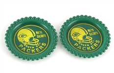 1960s-70s Green Bay Packers "Were Backers" 3.75" Plastic Ashtrays - Lot of 2