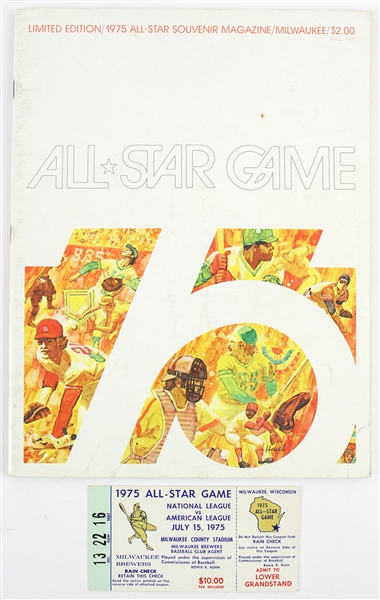 1975 MLB All Star Game Milwaukee County Stadium Program & Ticket