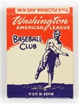 1953 Washington Senators Griffith Stadium Matchbook Schedule 