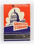 1953 Washington Senators Griffith Stadium Matchbook Schedule 