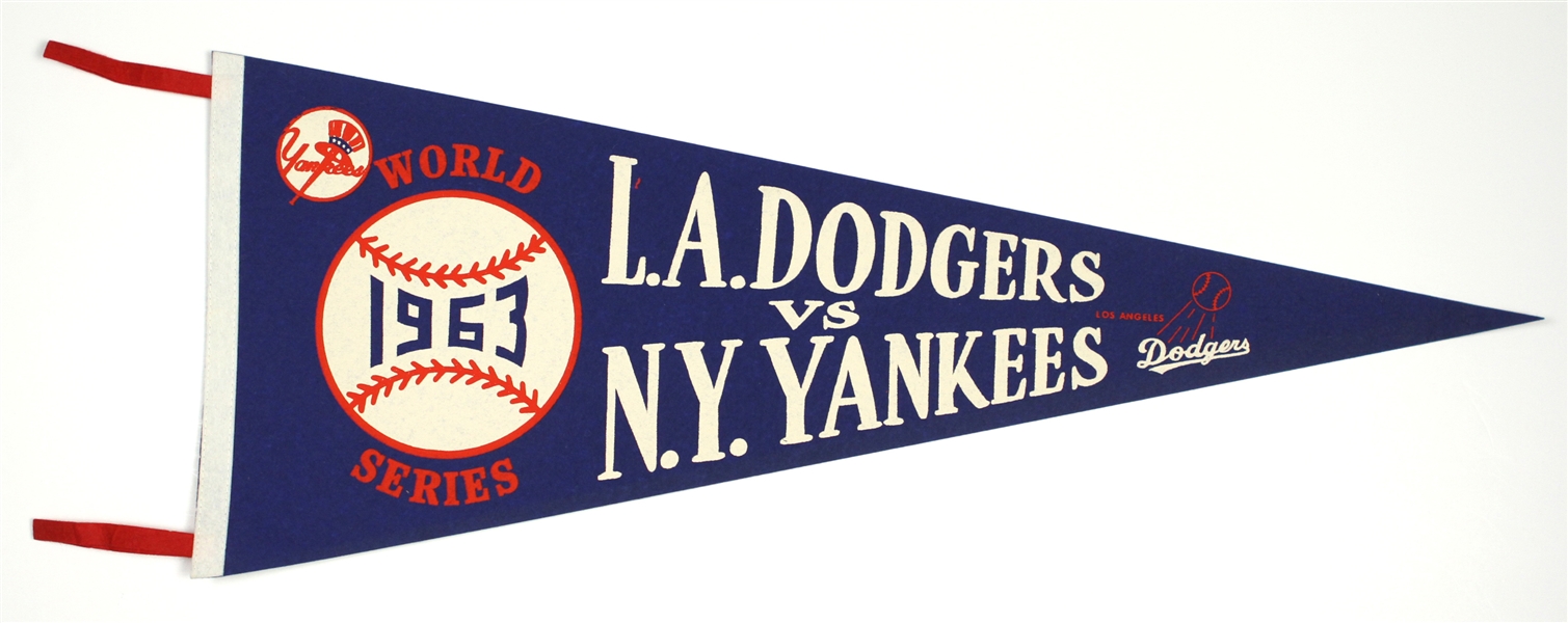 1963 Los Angeles Dodgers Vs. New York Yankees World Series 29” Pennant