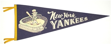 1950s Rare Multi Color Uncle Sam New York Yankees 29” Full Size Pennant