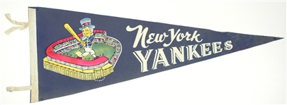 1950s Rare Multi Color Uncle Sam New York Yankees 29” Full Size Pennant