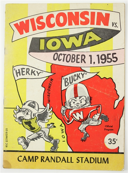 1955 (October 1) Wisconsin vs Iowa Camp Randall Stadium Program