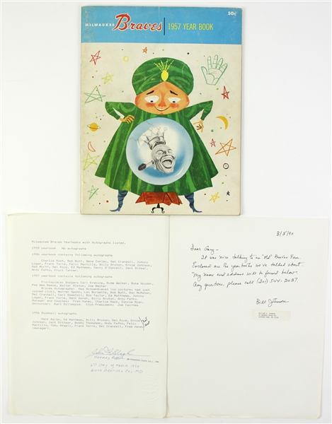 1957 Milwaukee Braves Autographed Yearbook (25) (JSA & Notarized letter from original owner)