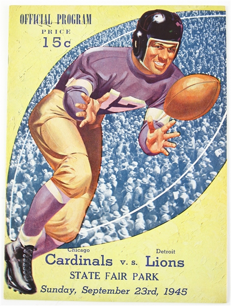 1945 (September 23rd) Chicago Cardinals vs. Detroit Lions State Fair Park Program