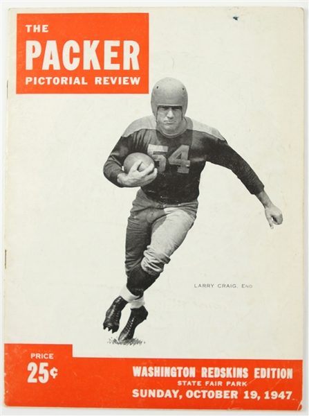 1947 (October 19th) The Packer Pictorial Review Washington Redskins Edition (Green Bay Packers)