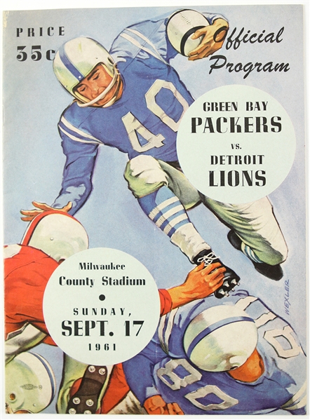 1961 Green Bay Packers vs. Detroit Lions Milwaukee County Stadium Program