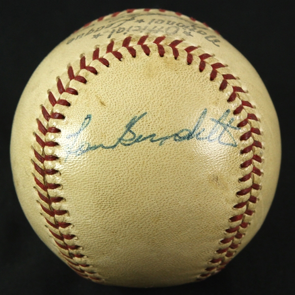 1958 World Series HR Lew Burdette Milwaukee Braves Signed ONL Giles Game Used Home Run Baseball (MEARS LOA/JSA)