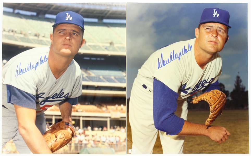 1958-1969 Don Drysdale Los Angeles Dodgers Signed 8x10 Color Photo (2) (JSA)