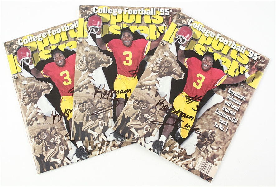 1995 Keyshawn Johnson Signed USC Sports Illustrated Magazine (3) (JSA)