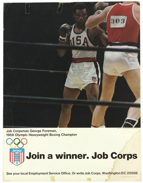 1968 George Foreman Olympic Heavyweight Boxing Champion 17" x 22" Job Corps Broadside  