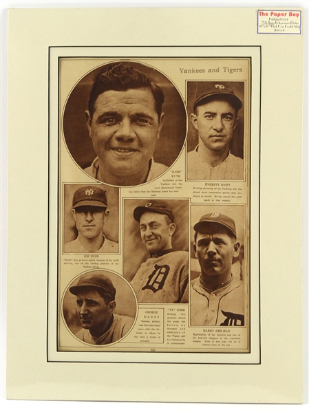 1922-24 New York Yankees Detroit Tigers 15" x 20" Player Page w/ Babe Ruth, Ty Cobb & More
