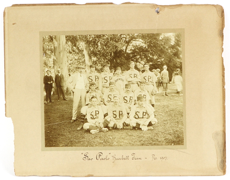 1907 Sao Paolo Baseball Team 12" x 15" Matted Photo
