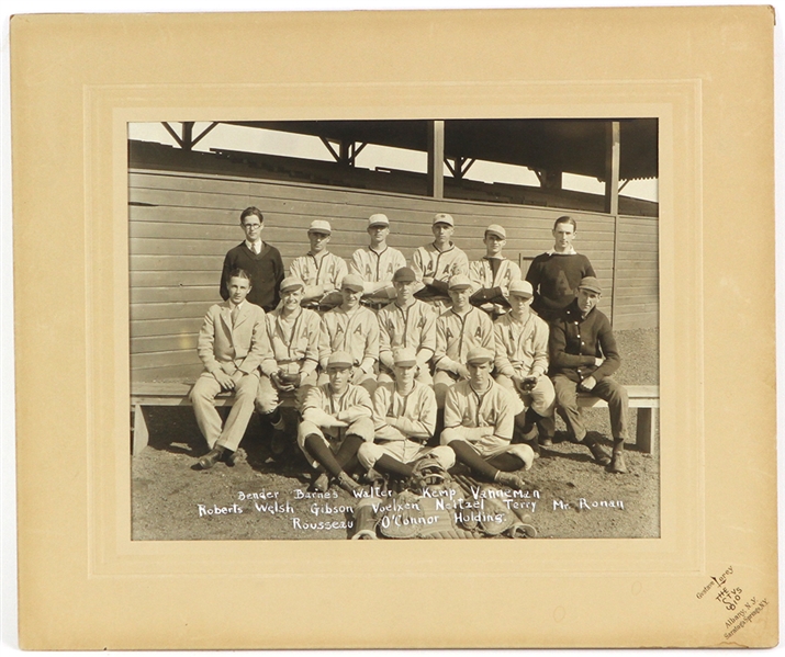 1920s-30s Albany Academy Baseball Team 11.5" x 13.5" Matted Studio Portrait