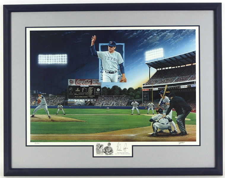 1990 Nolan Ryan Texas Rangers Signed 30" x 39" 300th Career Victory Lithograph (JSA) 3/500