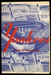 1953 New York Yankees (home) vs. Cleveland Indians Program 