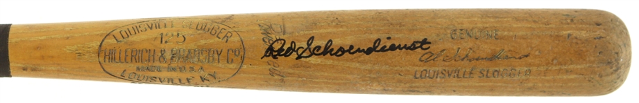 1959-60 Red Schoendienst Milwaukee Braves Signed H&B Louisville Slugger Professional Model Game Used Bat (MEARS LOA/JSA)