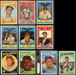 1959 Topps Baseball Trading Cards Partial Set (390/572) - Lot of 740 Cards w/ Doubles
