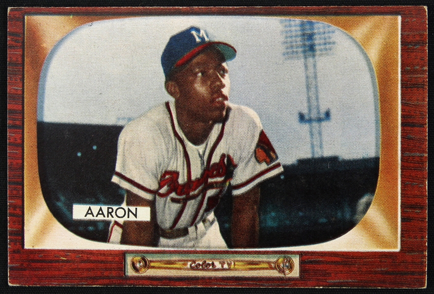 1955 Hank Aaron Milwaukee Braves Bowman #179 Baseball Trading Card