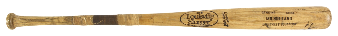 1986-89 Eric Milholland Minor League Louisville Slugger Professional Model Game Used Bat (MEARS LOA)