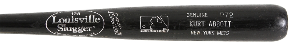 2000 Kurt Abbott New York Mets Louisville Slugger Professional Model Game Used Bat (MEARS LOA)