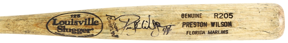 2001-02 Preston Wilson Florida Marlins Signed Louisville Slugger Professional Model Game Used Bat (MEARS LOA/JSA)
