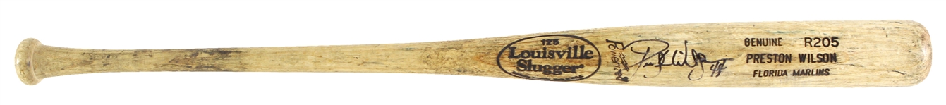2001-02 Preston Wilson Florida Marlins Signed Louisville Slugger Professional Model Game Used Bat (MEARS LOA/JSA)