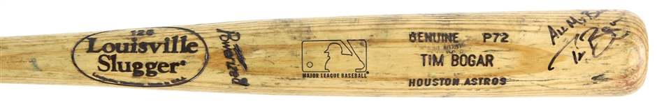 1999-2000 Tim Bogar Houston Astros Signed Louisville Slugger Professional Model Game Used Bat (MEARS LOA/JSA)