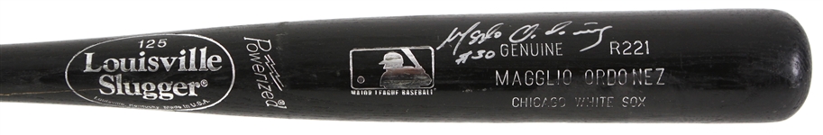 1999-2001 Magglio Ordonez Chicago White Sox Signed Louisville Slugger Professional Model Game Used Bat (MEARS LOA/JSA)