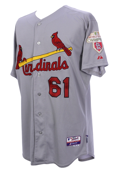 2012 Sam Freeman St. Louis Cardinals Signed Road Jersey w/ 2011 World Series Patch (MEARS LOA/*JSA*/MLB Hologram)