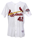 2007 Tyler Johnson St. Louis Cardinals Signed Jackie Robinson Day Game Worn Jersey (MEARS LOA/JSA/MLB Hologram)