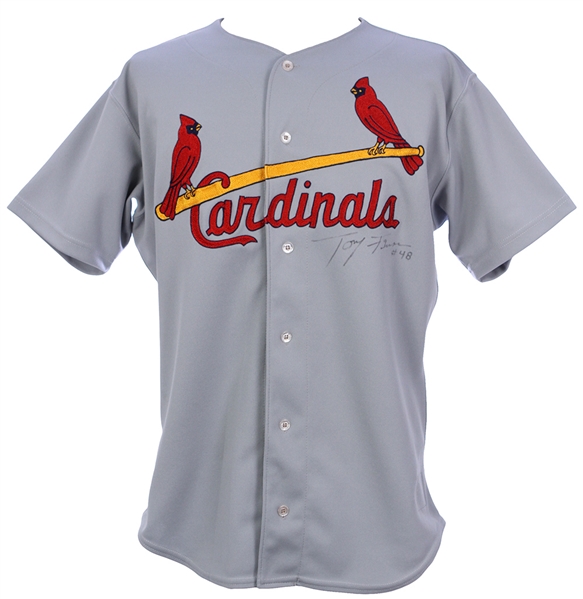 1997 Tony Fossas St. Louis Cardinals Signed Game Worn Road Jersey (MEARS LOA/JSA)