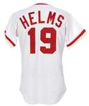 1985 Tommy Helms Cincinnati Reds Game Worn Home Jersey (MEARS LOA)