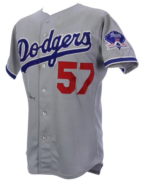 1983 Steve Howe Los Angeles Dodgers Signed Game Worn Road Jersey (MEARS LOA/JSA)