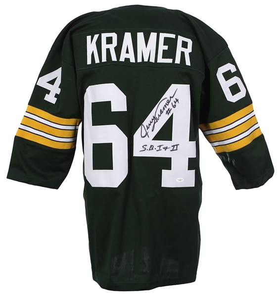 2000s Jerry Kramer Green Bay Packers Signed & Inscribed "SB I & II" Jersey *JSA*