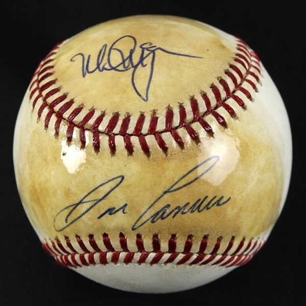 1986-89 Mark McGwire Jose Canseco Oakland Athletics Signed OAL Brown Baseball (JSA)