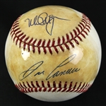 1986-89 Mark McGwire Jose Canseco Oakland Athletics Signed OAL Brown Baseball (JSA)