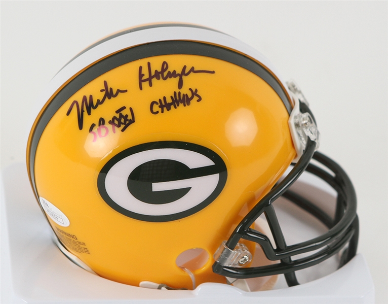 2013 Mike Holmgren Green Bay Packers Signed & Inscribed "SB XXXI Champs" Mini Helmet (JSA)
